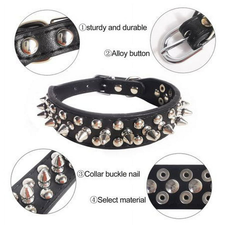 PU Leather Mushroom Studded Dog Collar, Adjustable