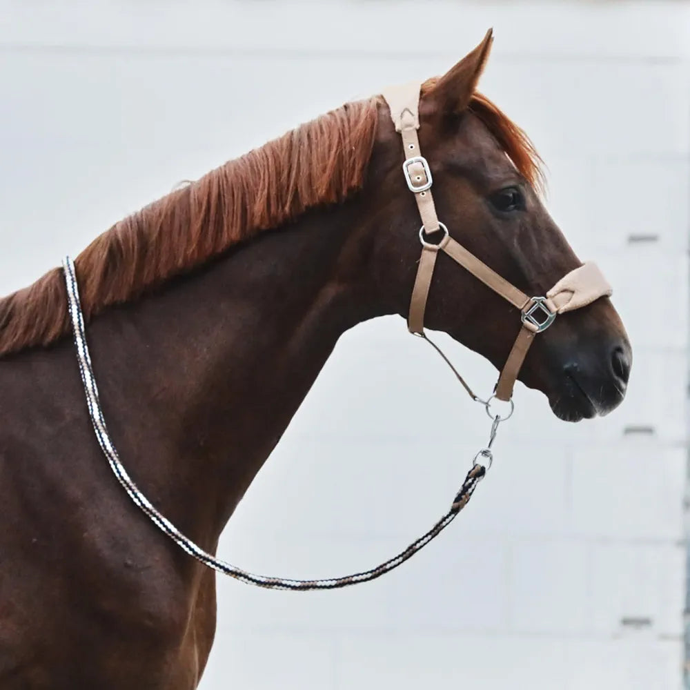 Kiel Adjustable Horse Halter with Fleece Padding - Tan - Pony