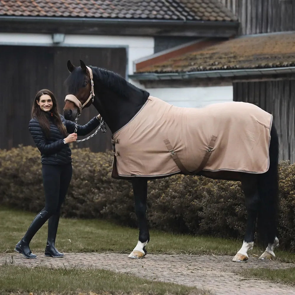 Kiel Adjustable Horse Halter with Fleece Padding - Tan - Pony